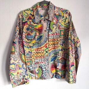 Chico's Multicolor Print Jean Jacket